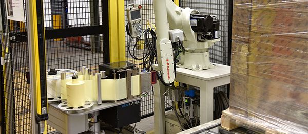 Roboter Etikettierer mit einem Druckspender - REA LABEL