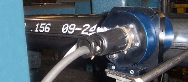 Steel marking of steel pipes - close up - REA JET DOD