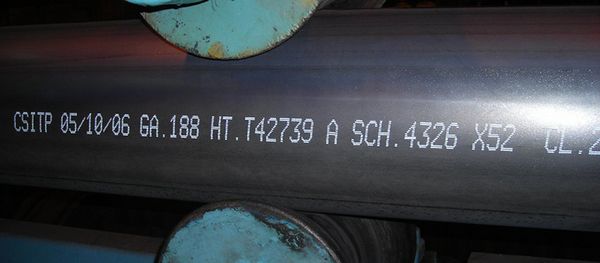 Beschriftung von geschweißten Stahlrohren - Frontansicht - REA JET DOD